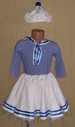 Продам костюм морячки на 4 роки, зріст 104, юбка на резинці, довжина 30, + 3 см . . фото 2