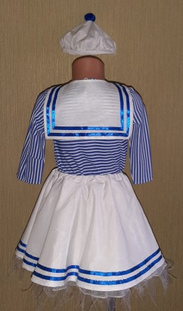 Продам костюм морячки на 4 роки, зріст 104, юбка на резинці, довжина 30, + 3 см . . фото 3