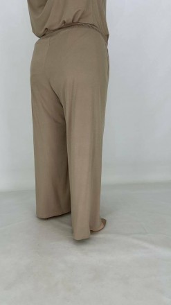 Летние хлопчатобумажные широкие штаны-палаццо Аврора на резинке Больших размеров. . фото 4