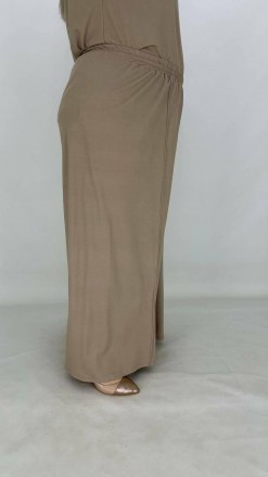 Летние хлопчатобумажные широкие штаны-палаццо Аврора на резинке Больших размеров. . фото 3