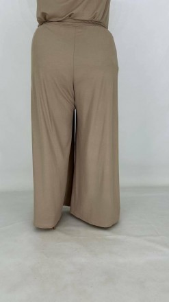 Летние хлопчатобумажные широкие штаны-палаццо Аврора на резинке Больших размеров. . фото 5