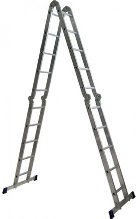 Лестница раздвижная алюминиевая используется как приставная или двусторонняя стр. . фото 2