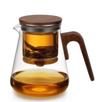 Стеклянный заварочный чайник для чая с ситом Bonston BP12, 800 мл, прозрачный, к. . фото 3