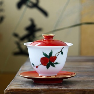 Гайвань для китайского чая Сань-Цай Хурма фарфоровая, 170 мл, чайная, китайская,. . фото 9