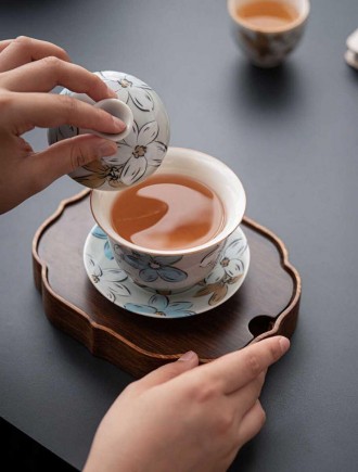 Чайная гайвань Юань Жун, 190 мл керамическая, для заваривания чая, DH-G002, кита. . фото 9