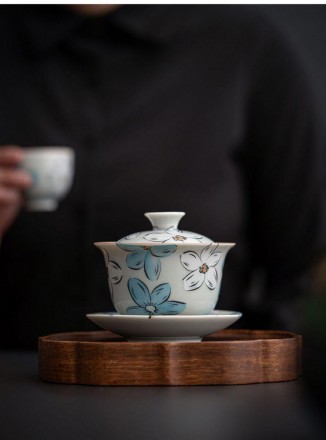 Чайная гайвань Юань Жун, 190 мл керамическая, для заваривания чая, DH-G002, кита. . фото 10