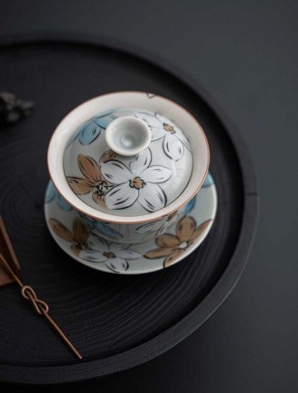Чайная гайвань Юань Жун, 190 мл керамическая, для заваривания чая, DH-G002, кита. . фото 5