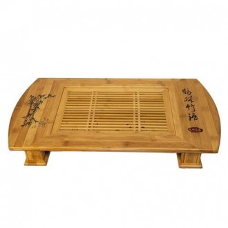 Доска для чайной церемонии Бамбук и Аисты, бамбуковая, китайская, Cтолик для чае. . фото 2