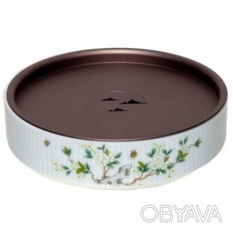 Чабань круглая Цветы жасмина для китайской чайной церемонии, фарфоровая, Поднос . . фото 1