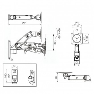 Кронштейн настінний для монітора NB F120B LCD LED 17" - 27" Модель: NB F120B ХАР. . фото 8