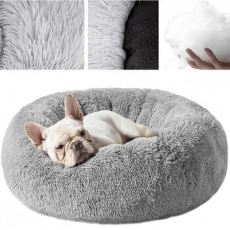 М'яке ліжко для собак 60 см - сіре Опис ВИСОКІ СТОРОНИ - Підвищені краї підт. . фото 2