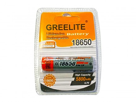 АКУМУЛЯТОР (АКУМУЛЯТОРНА БАТАРЕЙКА, БАТАРЕЯ)
GREELITE NEW TECHNOLOGY 18650 5800 . . фото 2