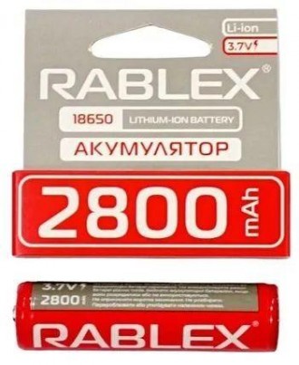 ПРОФЕСІЙНИЙ АКУМУЛЯТОР (АКУМУЛЯТОРНА БАТАРЕЙКА, БАТАРЕЯ)
RABLEX 18650 2800 MAH O. . фото 2