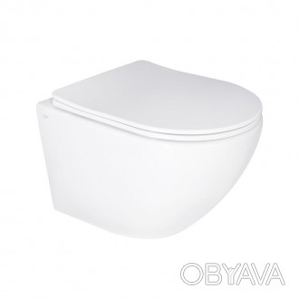 Унітаз підвісний Qtap Jay безобідковий Ultra Quiet із сидінням Soft-close QT0733. . фото 1