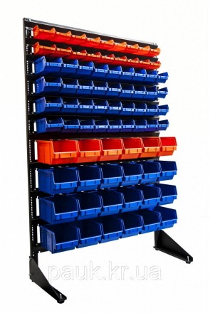 Стелаж 1500 мм 78 ящика, з пластиковими лотками торгово-складський, кольорові ящ. . фото 6