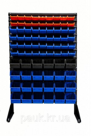 Стелаж 1500 мм 78 ящика, з пластиковими лотками торгово-складський, кольорові ящ. . фото 4
