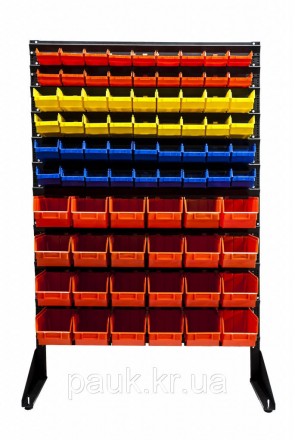 Стелаж 1500 мм 78 ящика, з пластиковими лотками торгово-складський, кольорові ящ. . фото 5