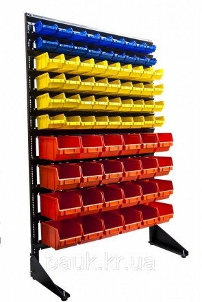 Стелаж 1500 мм 78 ящика, з пластиковими лотками торгово-складський, кольорові ящ. . фото 7
