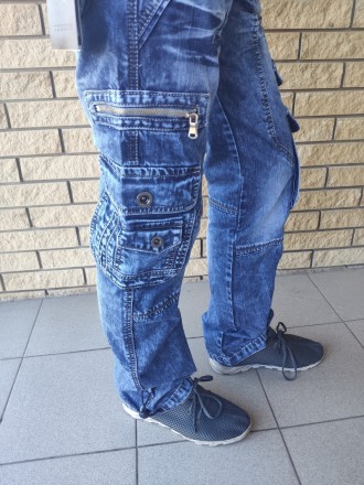 Джинсы мужские коттоновые с накладными карманами "карго" VIGOOCC, Турция, 100% к. . фото 6