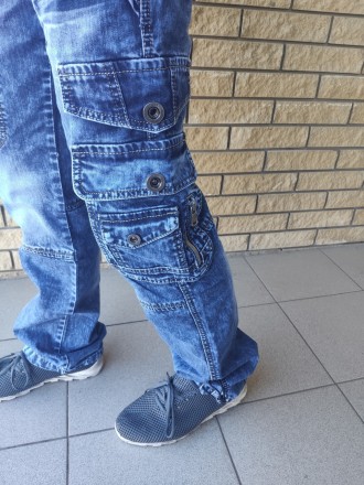 Джинсы мужские коттоновые с накладными карманами "карго" VIGOOCC, Турция, 100% к. . фото 9