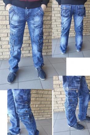 Джинсы мужские коттоновые с накладными карманами "карго" VIGOOCC, Турция, 100% к. . фото 3