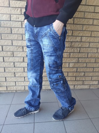 Джинсы мужские коттоновые с накладными карманами "карго" VIGOOCC, Турция, 100% к. . фото 5
