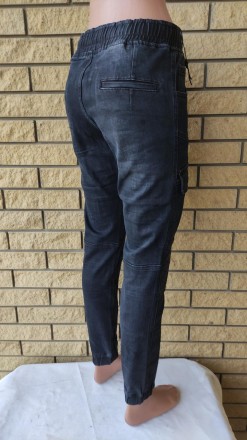 Джоггеры, джинсы с поясом на резинке, с накладными карманами карго демисезонные,. . фото 11
