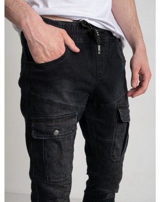 Джоггеры, джинсы с поясом на резинке, с накладными карманами карго демисезонные,. . фото 9