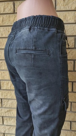 Джоггеры, джинсы с поясом на резинке, с накладными карманами карго демисезонные,. . фото 9