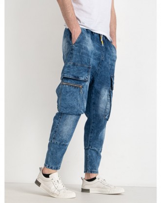 Джоггеры, джинсы с поясом на резинке, с накладными карманами карго демисезонные,. . фото 8