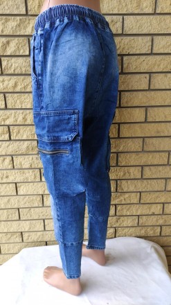 Джоггеры, джинсы с поясом на резинке, с накладными карманами карго демисезонные,. . фото 6