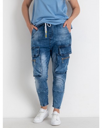 Джоггеры, джинсы с поясом на резинке, с накладными карманами карго демисезонные,. . фото 8