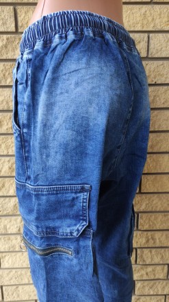 Джоггеры, джинсы с поясом на резинке, с накладными карманами карго демисезонные,. . фото 7