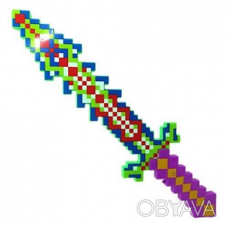 Пластиковий меч зроблений у стилі компʼютерної гри "Майнкрафт" - чудовий подарун. . фото 1