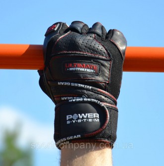 Рукавички для важкої атлетики Power System Ultimate Motivation PS-2810 Black Red. . фото 9