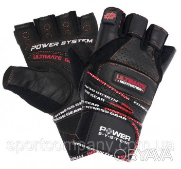 Рукавички для важкої атлетики Power System Ultimate Motivation PS-2810 Black Red. . фото 1