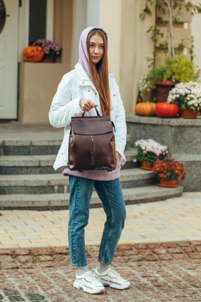 Женский городской рюкзак из натуральной кожи бронзовый Tiding Bag - 29307
 
 
 
. . фото 6