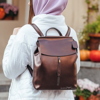 Жіночий міський рюкзак з натуральної шкіри бронзовий Tiding Bag - 29307
 
 
 
Пе. . фото 2