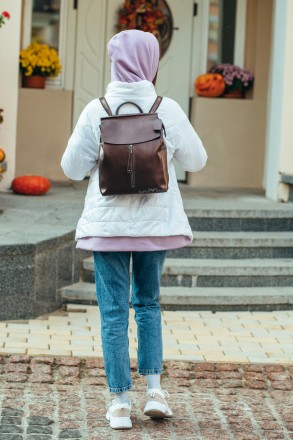 Жіночий міський рюкзак з натуральної шкіри бронзовий Tiding Bag - 29307
 
 
 
Пе. . фото 3