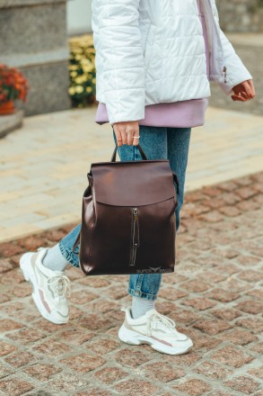 Женский городской рюкзак из натуральной кожи бронзовый Tiding Bag - 29307
 
 
 
. . фото 5