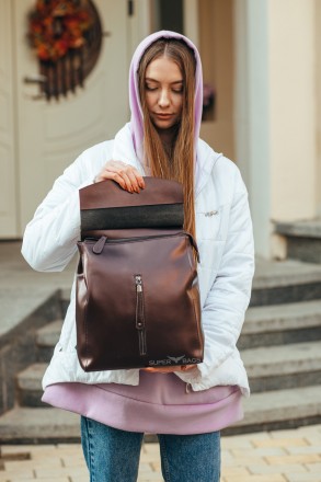 Женский городской рюкзак из натуральной кожи бронзовый Tiding Bag - 29307
 
 
 
. . фото 9