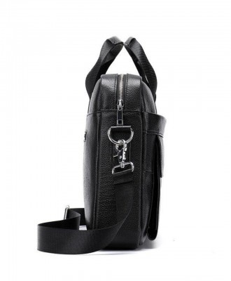 
 
Деловая сумка-портфель мужская кожаная для ноутбука и документов черная Tidin. . фото 8
