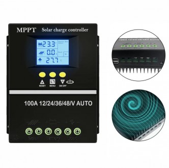 Y&H 100A MPPT Солнечный контроллер заряда 12V 24V 36V 48V с ЖК-дисплеем интеллек. . фото 10