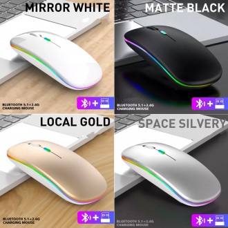 Компьютерная беспроводная мышка, бесшумная, два режима, с RGB подсветкой. Київ. фото 1 Компьютерная беспроводная мышка, бесшумная, два режима, с RGB подсветкой. Київ. фото 1