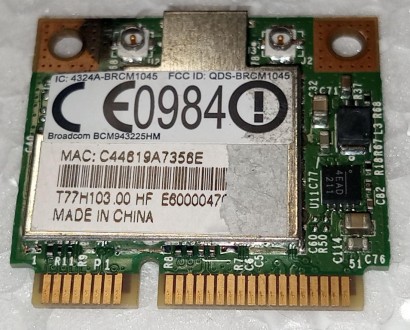 WIFI адаптер з ноутбука ACER ASPIRE 7551G 7741G Broadcom BCM943225HM T77H103

. . фото 2