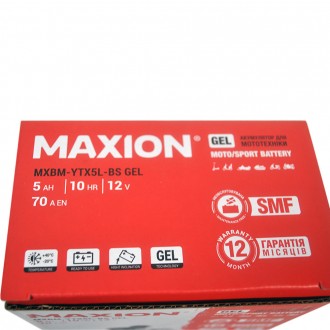 Мото акумулятор GEL YTX 5L-BS MAXION (12V, 5A). . фото 4