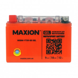 Мото акумулятор GEL YTX 9-BS MAXION (12V, 9A). . фото 2