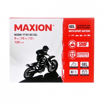 Мото акумулятор GEL YTX 9-BS MAXION (12V, 9A). . фото 6