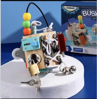 Бізіборд дерев`яний C 64873 (48) дерев&rsquo;яний куб, 10 міні-ігор, в коробці. Одесса. фото 1