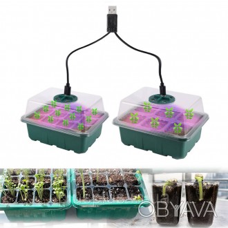 Мини-тепличка, парниковый лоток для выращивания семян, для микрозелени. USB подс